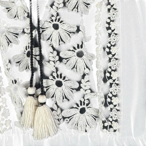 Sundance Josephena Garden Black & White Flower Embroidered Cottagecore Dress - Picture 12 of 13